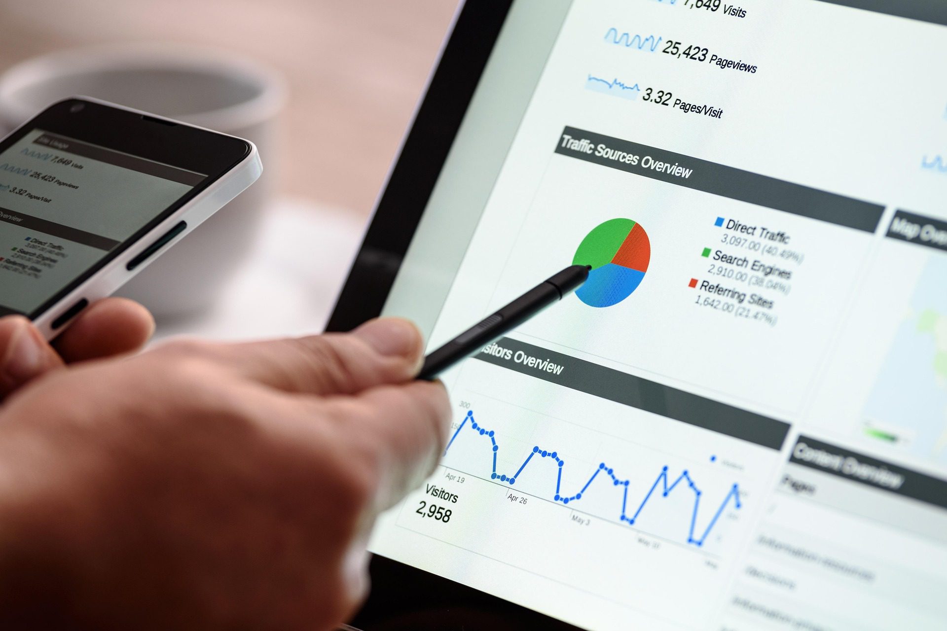 Digital marketing recruitment agency candidate reviewing SEO analytics and campaign performance dashboard.